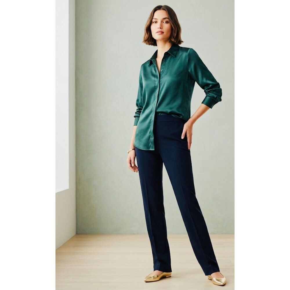 Express Dark Green Long Sleeve Button-Up Dress Shirt - Size LG